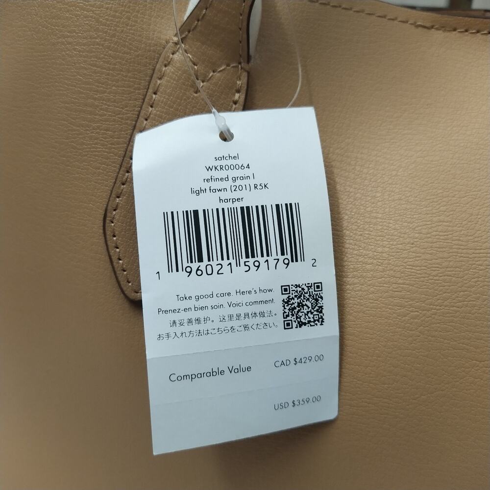 Kate Spade New York Beige Leather Double Handles Tote Bag - NWT $359 - Picture 3 of 16